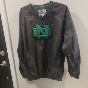 Gray and Green Notre Dame Pullover with Logo